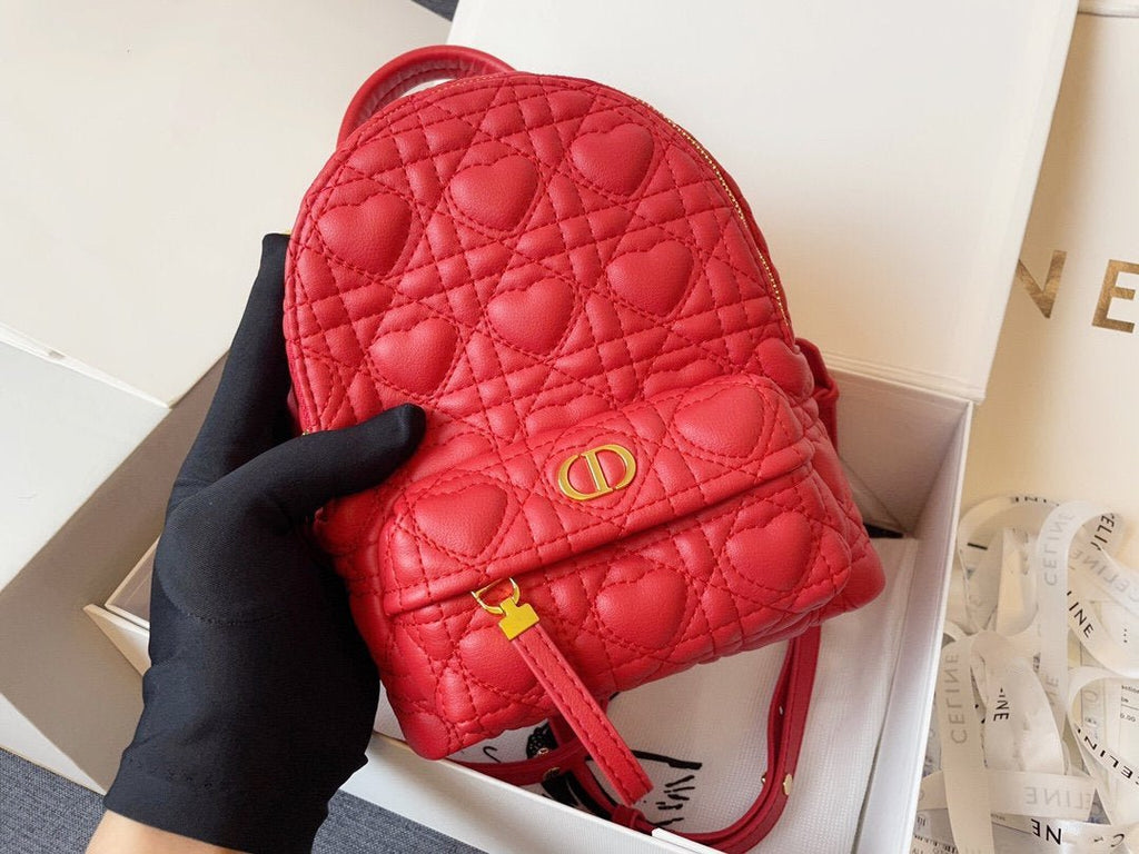 Dior Small Backpack Red Cannage Lambskin