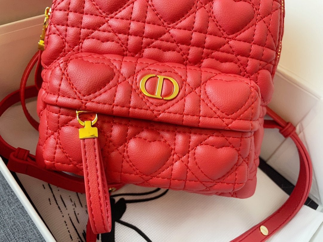 Dior Small Backpack Red Cannage Lambskin
