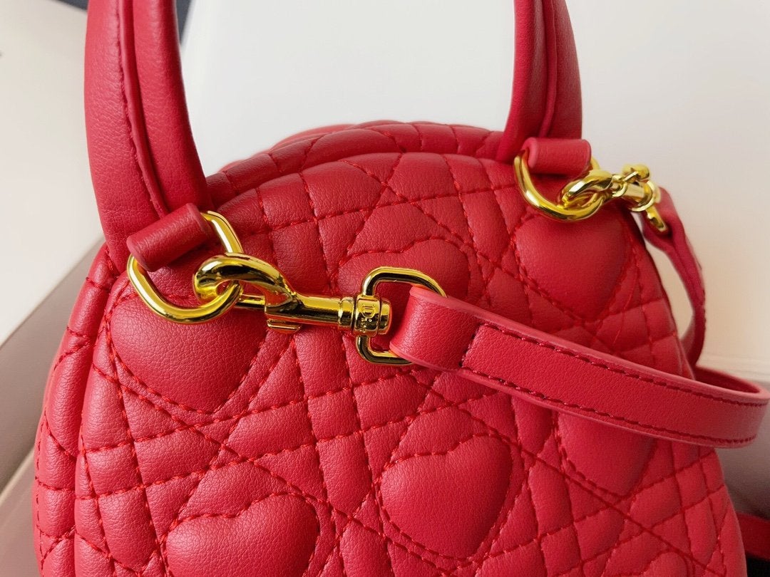 Dior Small Backpack Red Cannage Lambskin