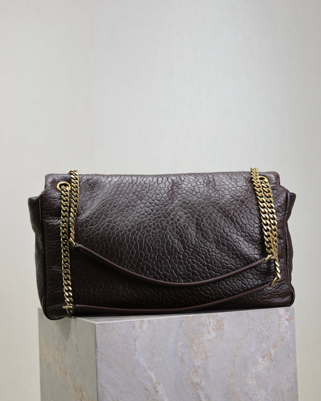 Saint Laurent 25S Calypso GM 38 in Dark Chocolate Calfskin Gold Hardware Bag
