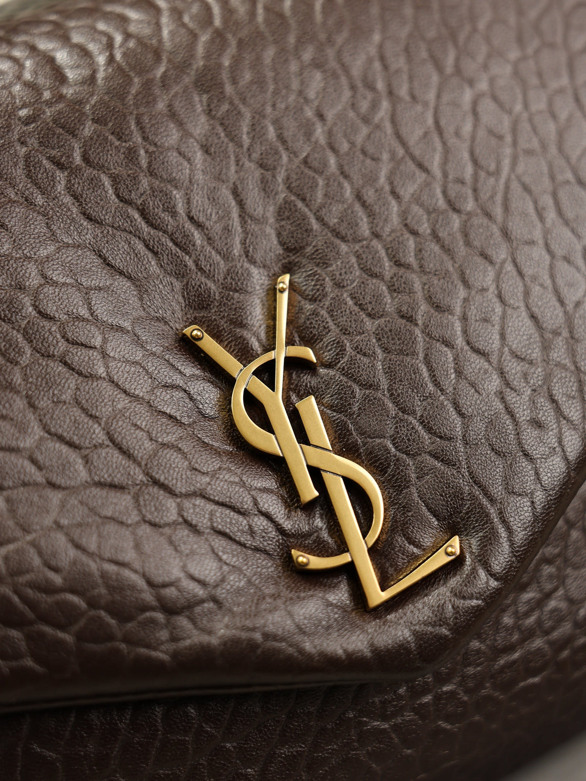 Saint Laurent 25S Calypso GM 38 in Dark Chocolate Calfskin Gold Hardware Bag