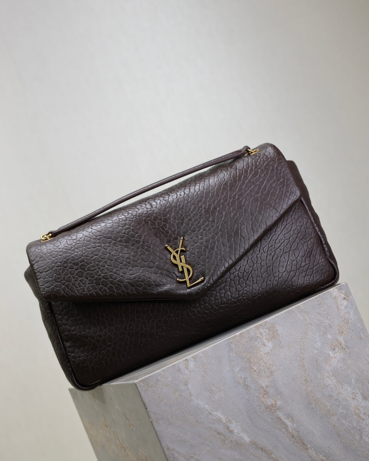 Saint Laurent 25S Calypso GM 38 in Dark Chocolate Calfskin Gold Hardware Bag