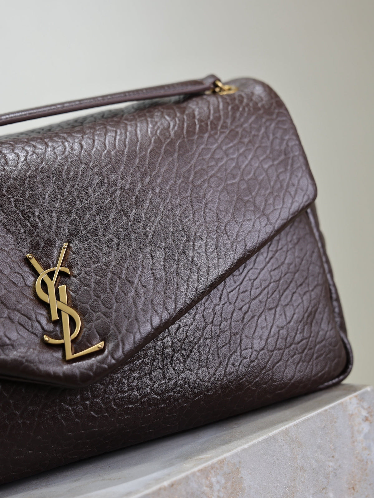 Saint Laurent 25S Calypso GM 38 in Dark Chocolate Calfskin Gold Hardware Bag