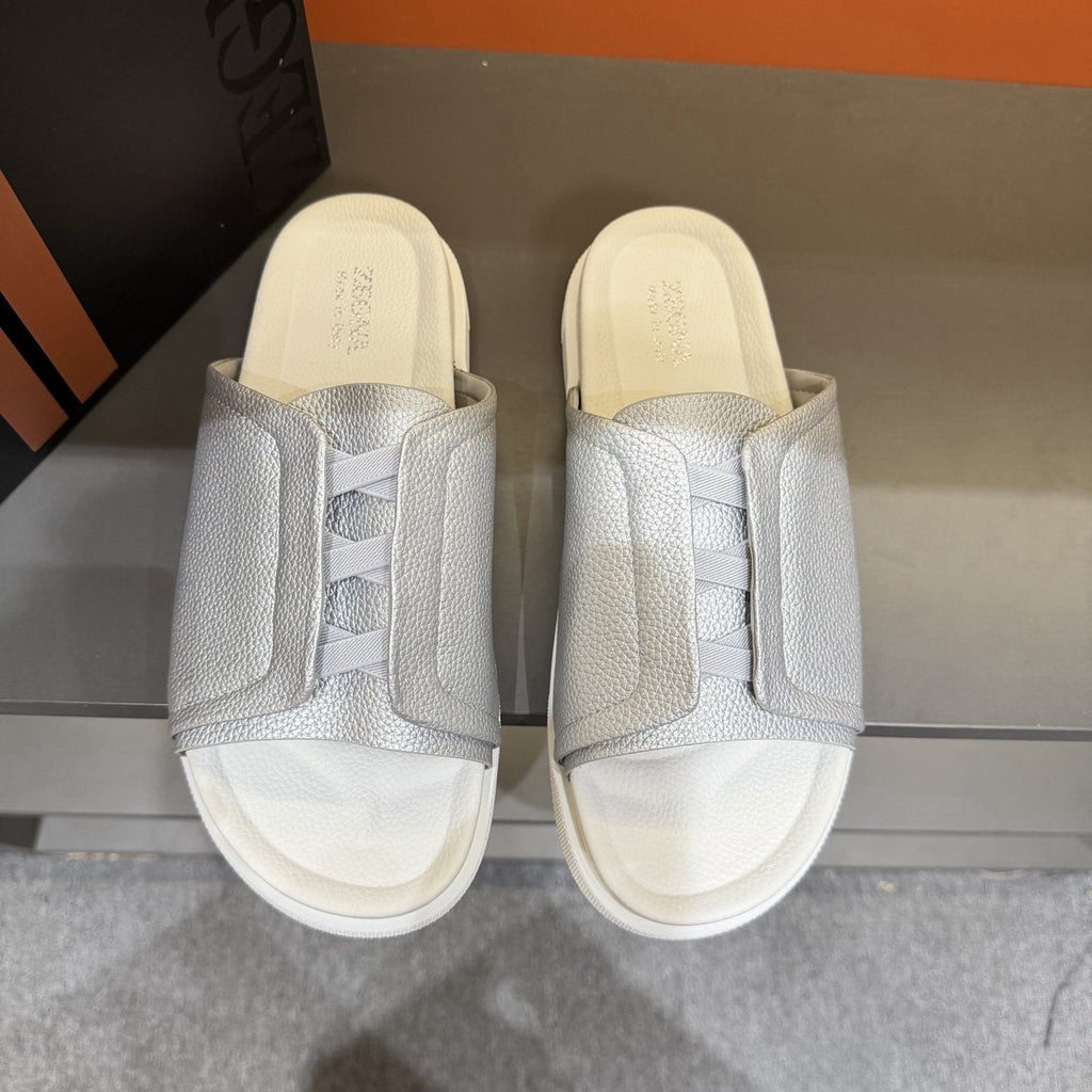 ZEGNA Textured Strap Slide Sandals — hero